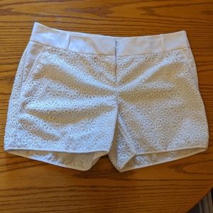 White crochet-pattern shorts